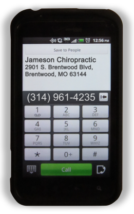 Android phone with contact information